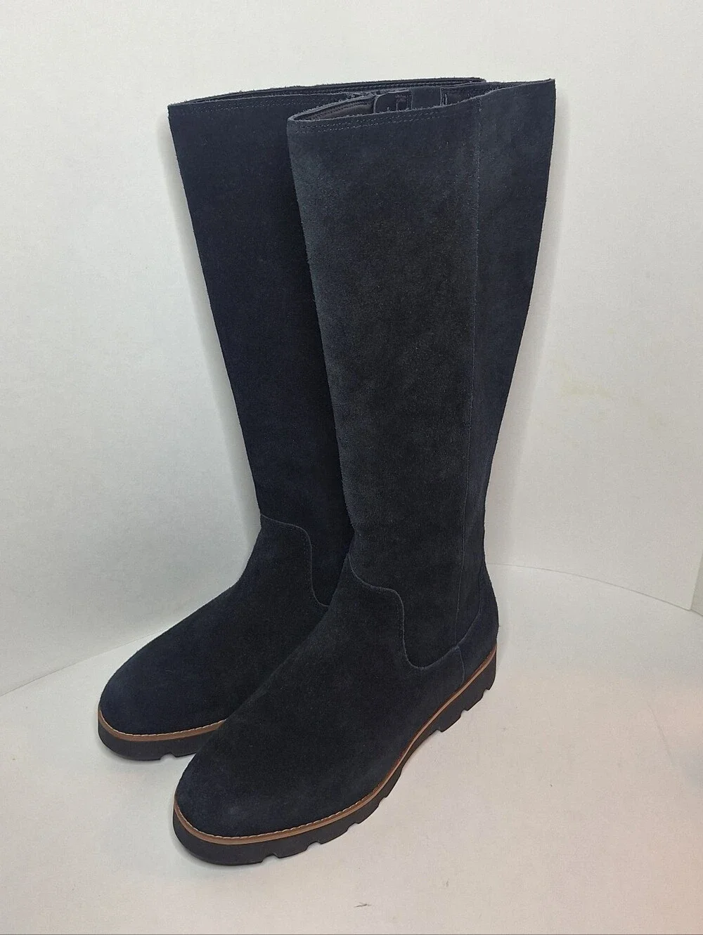 Vionic Gwen Boots Women's US 7 W Black Suede Zipper Knee High Water Repellent